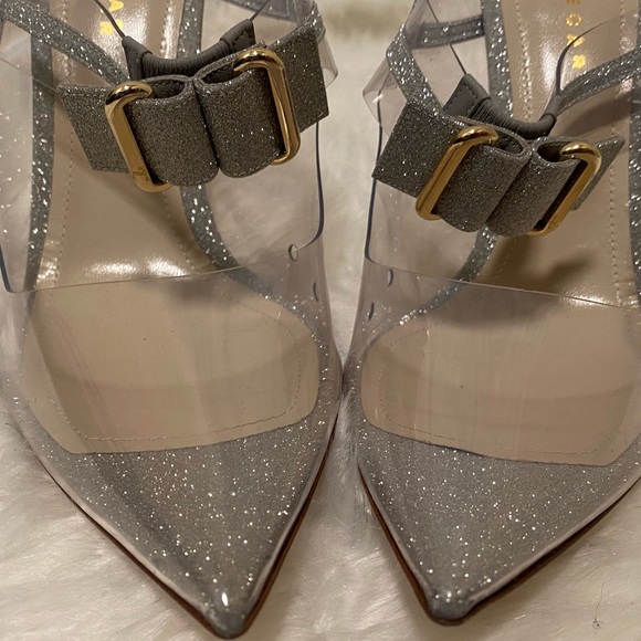 Mia Becar Marilyn Mule PVC 100 Silver Heels. Size 9.5 NWOB. - Picture 3 of 10